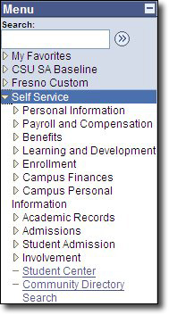 My Fresno State PeopleSoft HCM Menu Self Service Image